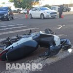 Mulher é levada à UPA após acidente de moto no centro de Toledo