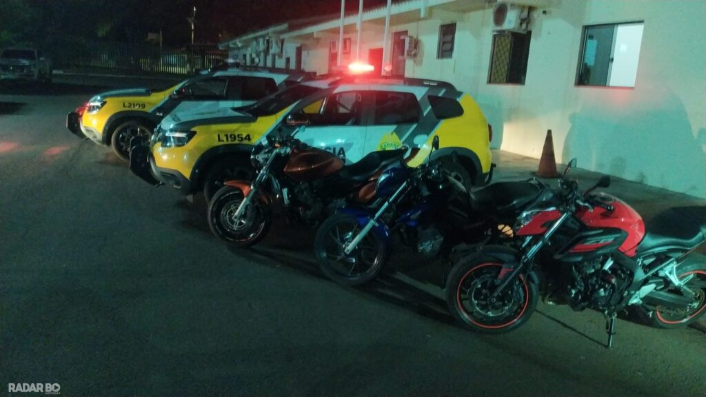 PM apreende três motos com escapamento irregular e retrovisores fora da norma em Toledo