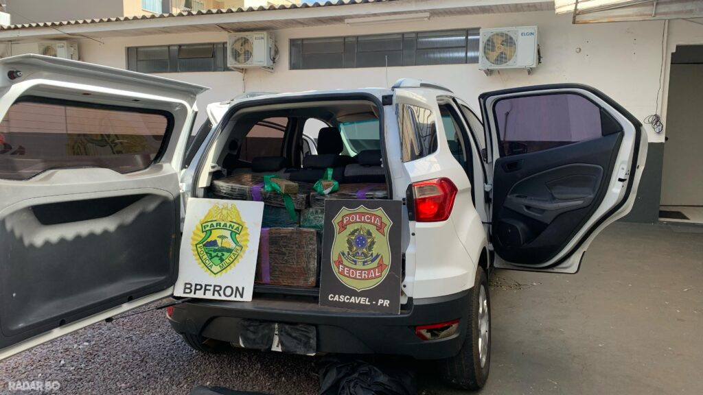 Helicóptero Falcão 13 auxilia na apreensão de Ecosport carregada com maconha entre Toledo e São Pedro