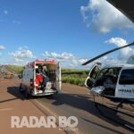 Helicóptero do SAMU resgata motorista ferido em capotamento na BR-163 entre Marechal Rondon e Toledo