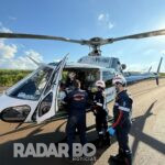 Helicóptero do SAMU resgata motorista ferido em capotamento na BR-163 entre Marechal Rondon e Toledo