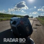 Helicóptero do SAMU resgata motorista ferido em capotamento na BR-163 entre Marechal Rondon e Toledo