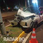 Motorista de SC perde controle e acerta poste na Maripá durante a madrugada em Toledo