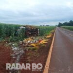 Falha mecânica causa tombamento de caminhão na PR-581 perto de Tupãssi