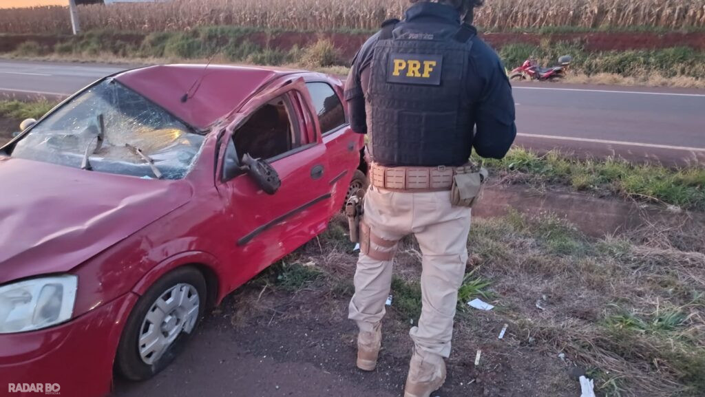 Motorista fica ferido em capotamento na BR-163 entre Toledo e Marechal Cândido Rondon
