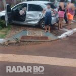 Colisão entre carro e caminhão deixa Gol destruído em Nova Santa Rosa