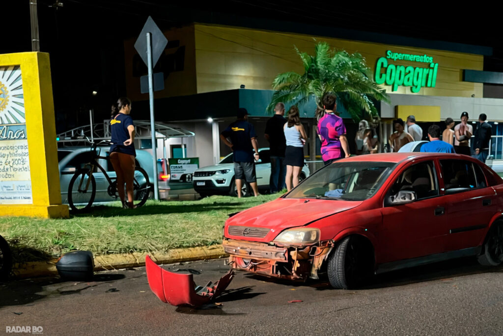 Jovem fica gravemente ferida após colisão entre moto e carro em Marechal Rondon