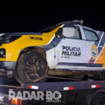 Viatura da Cavalaria se envolve em acidente e carro é consumido pelo fogo na BR-277 em Cascavel